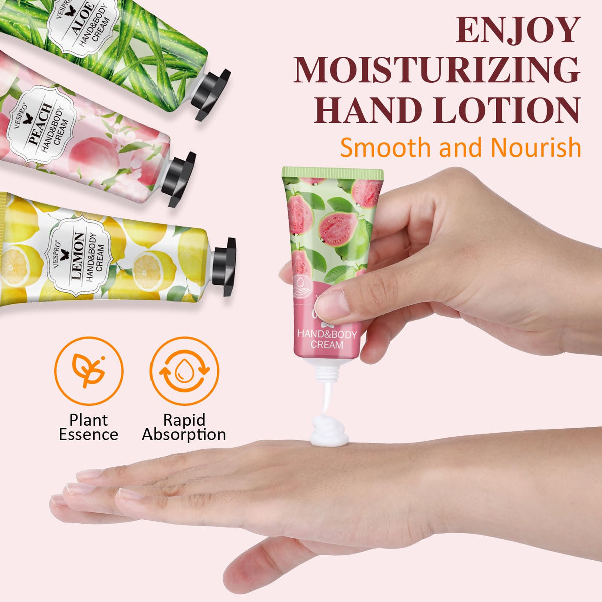 Assorted botanical and fruit fragrance hand cream tubes