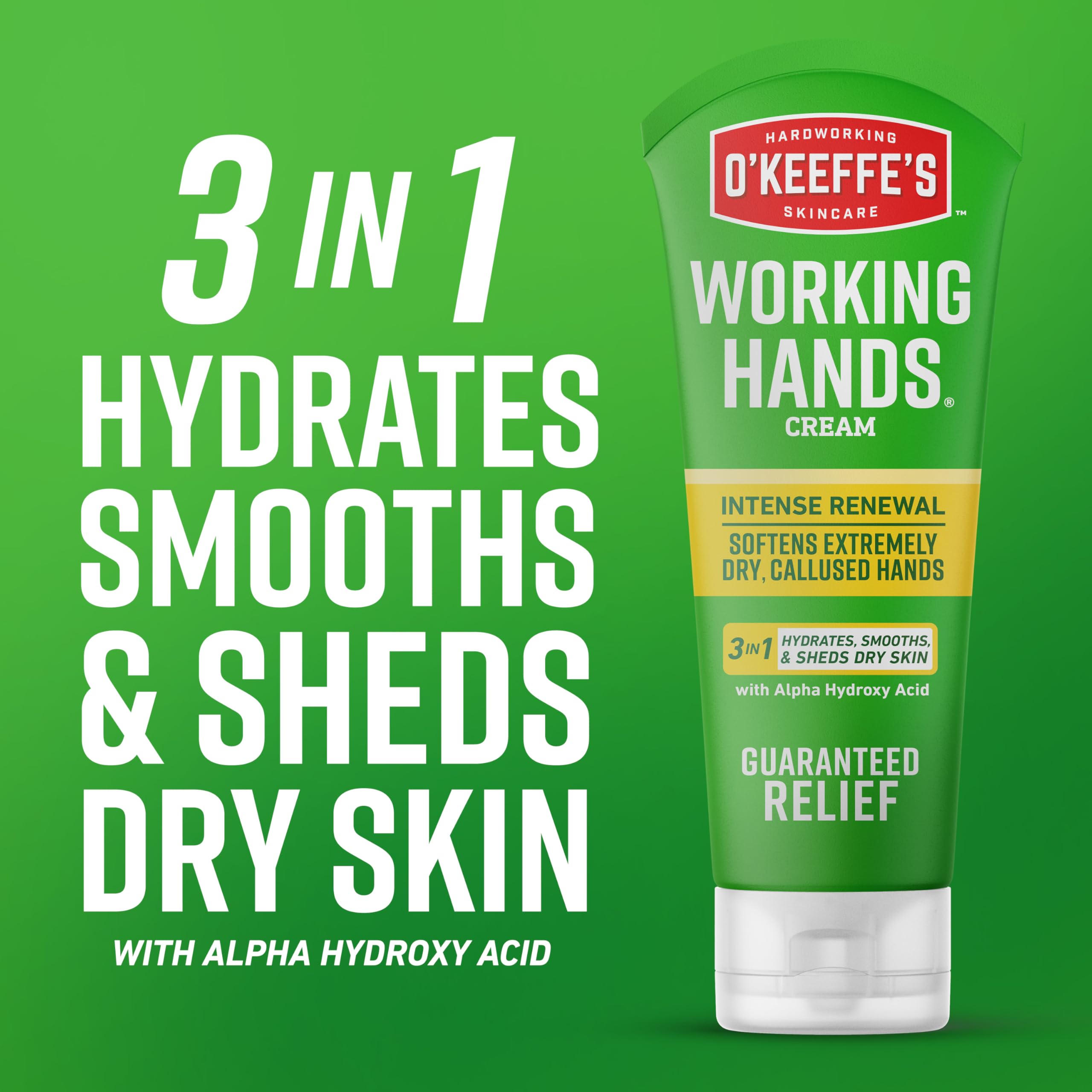 Back label of O'Keeffe's Working Hands Intense Renewal showing directions and ingredients