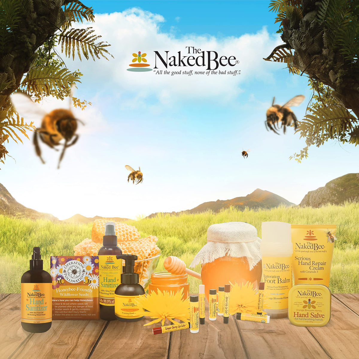 The Naked Bee orange blossom honey skincare bottle lifestyle shot