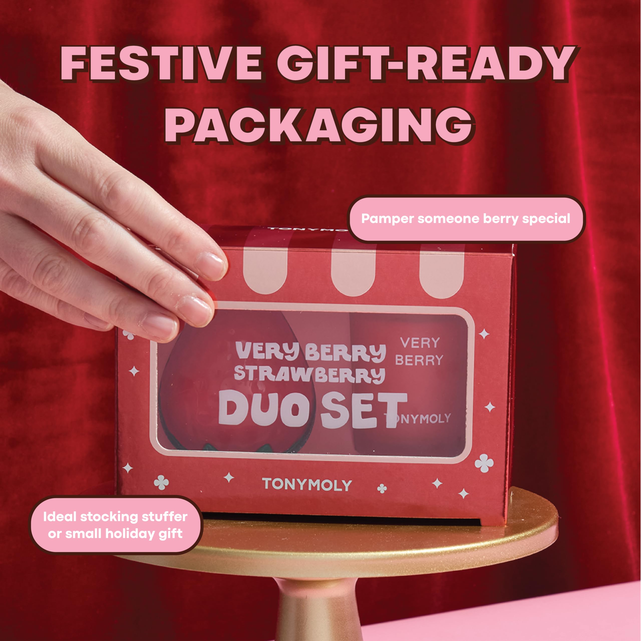 Themed strawberry duo gift set in original Tonymoly packaging