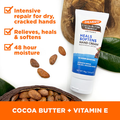 Texture shot of the rich white cream formulation of Palmer's Cocoa Butter Hand Care