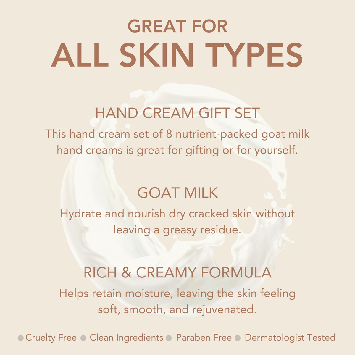 Back label details of Dionis goat milk hand cream