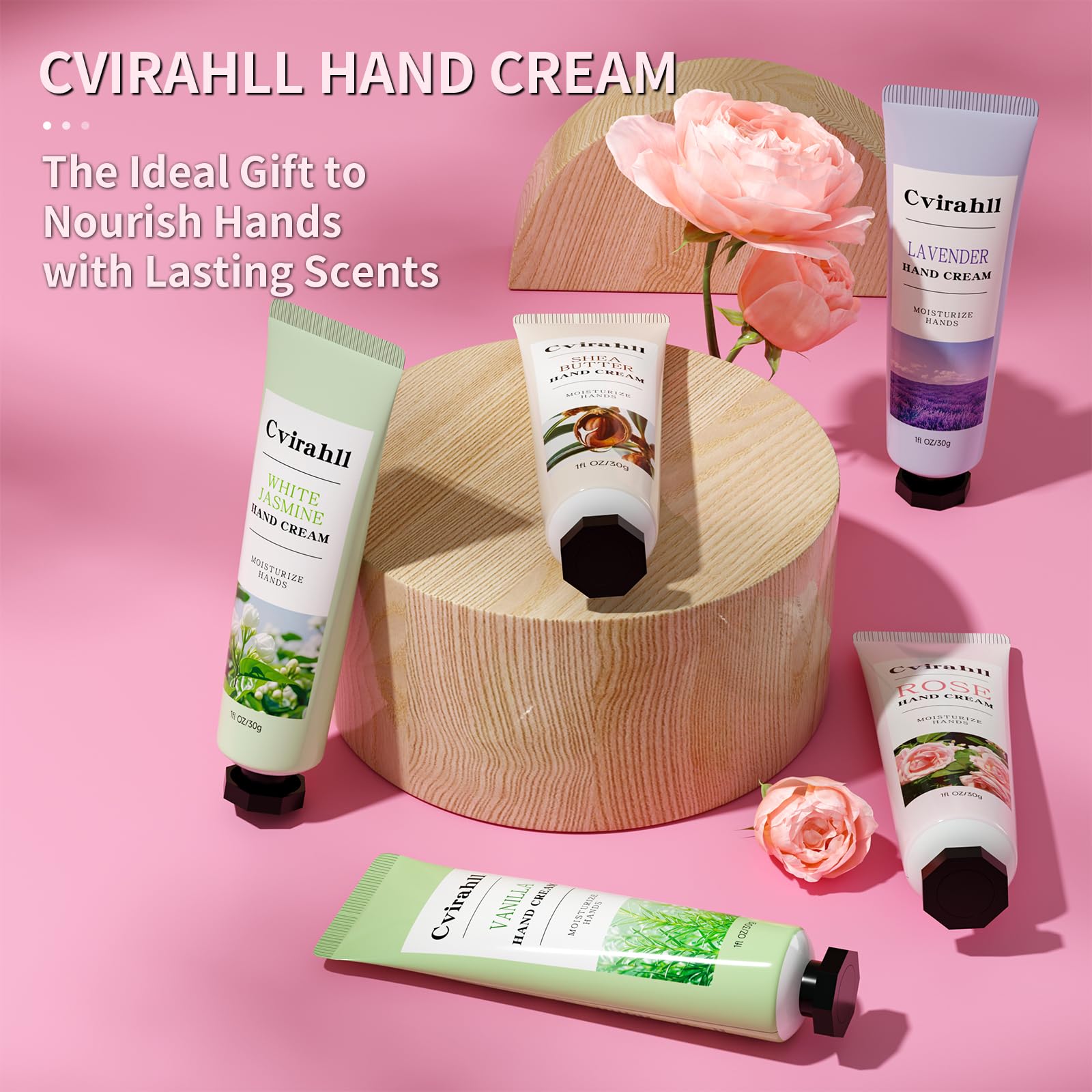LXTTDABEN non-greasy hand lotion set with shea butter and vitamin E ingredients.