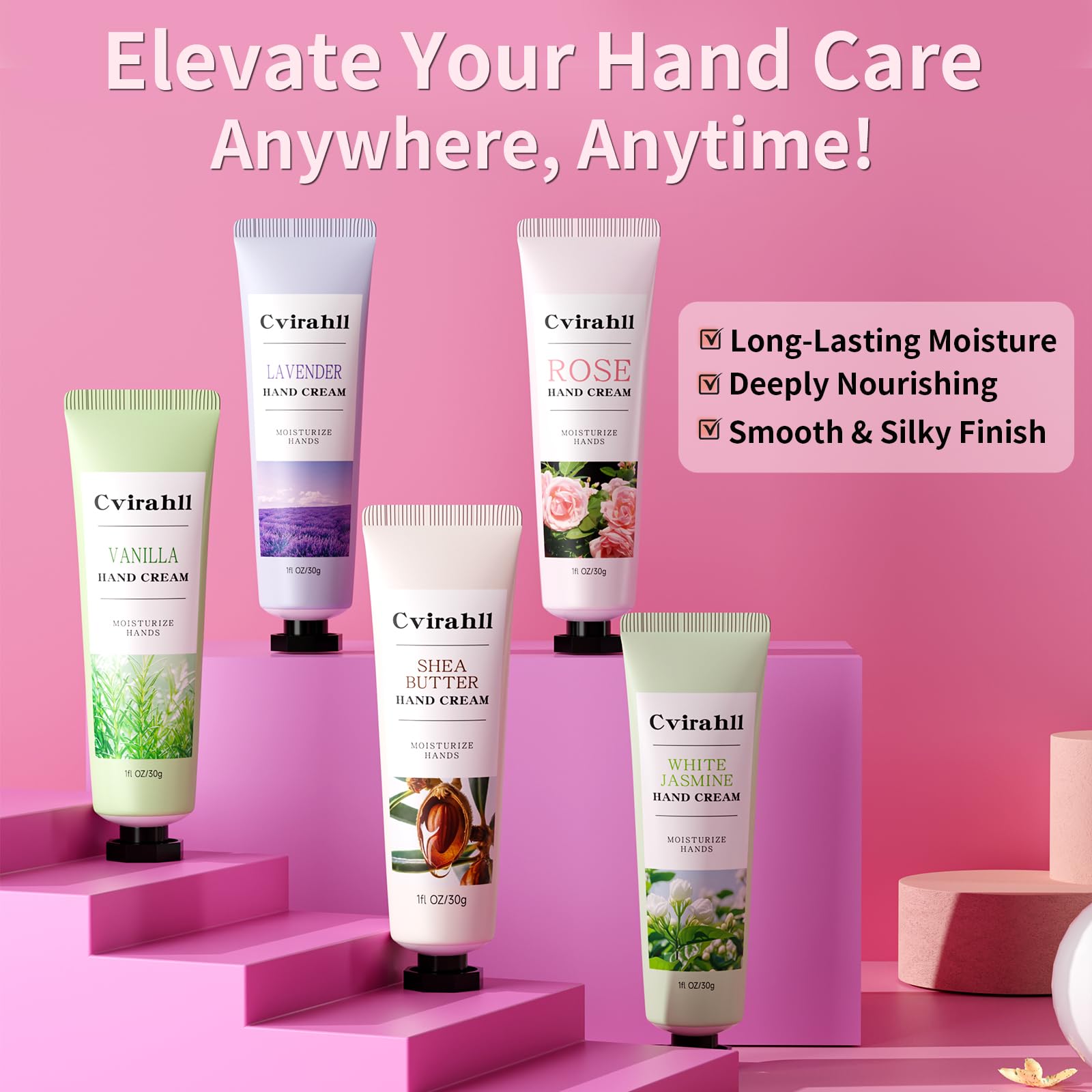 Cvirahll 10-pack hand moisturizer collection presented as an elegant skincare gift for her.