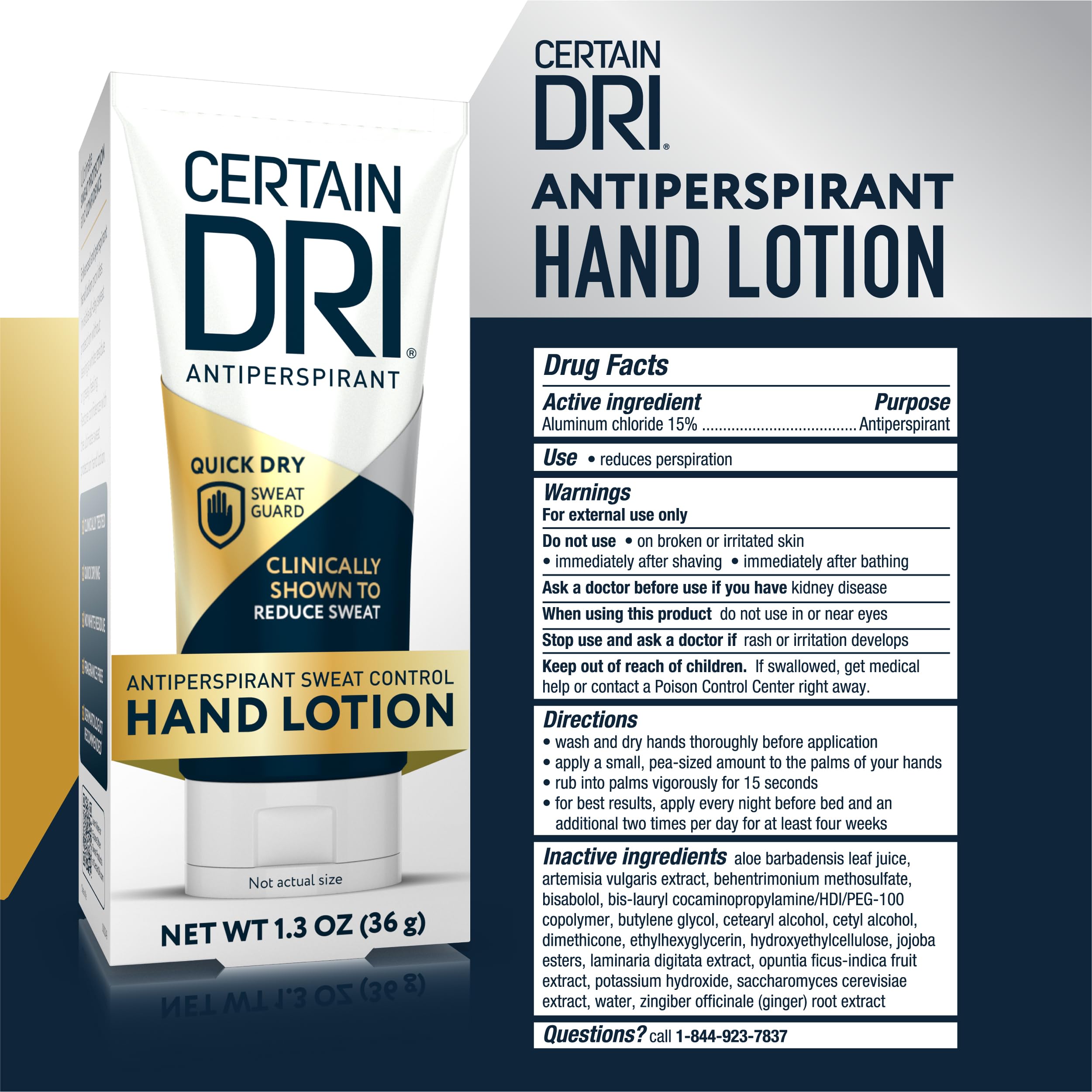 Certain Dri clinical strength palmar hyperhidrosis lotion 1.3 ounce tube