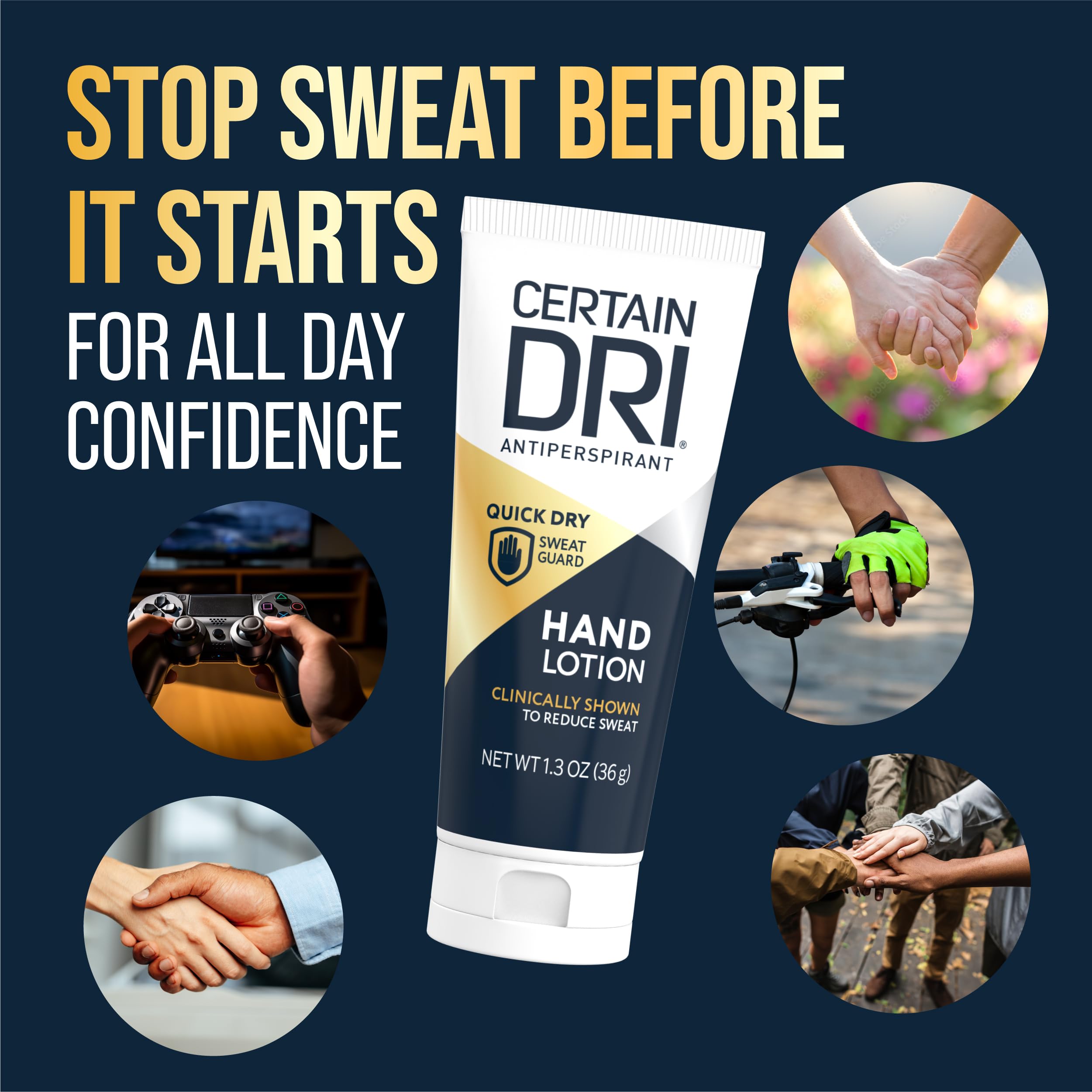 USA imported Certain Dri hand sweat protection cream product description label
