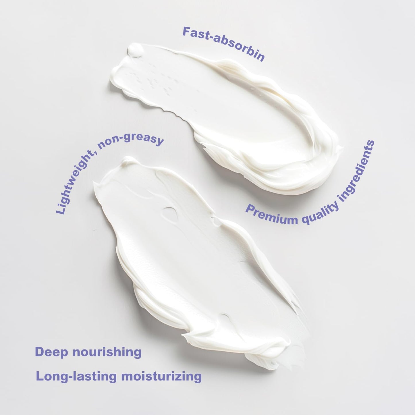 Spa Luxetique non greasy moisturizing formula highlighting the smooth texture of the cream on dry skin