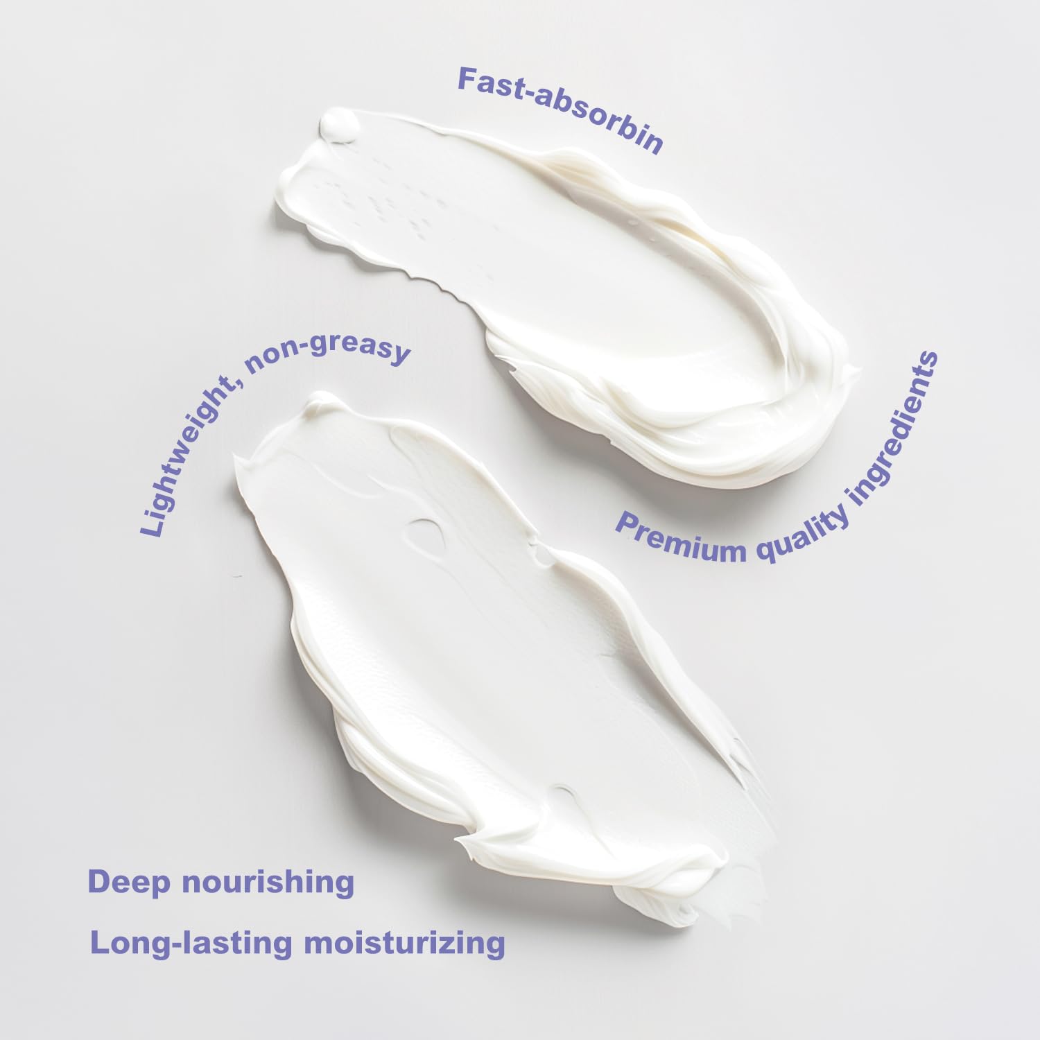 Spa Luxetique non greasy moisturizing formula highlighting the smooth texture of the cream on dry skin