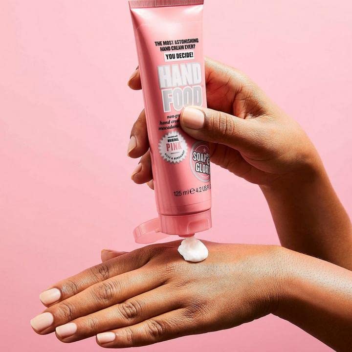 Back of Soap And Glory Hand Food tube showing ingredients and directions