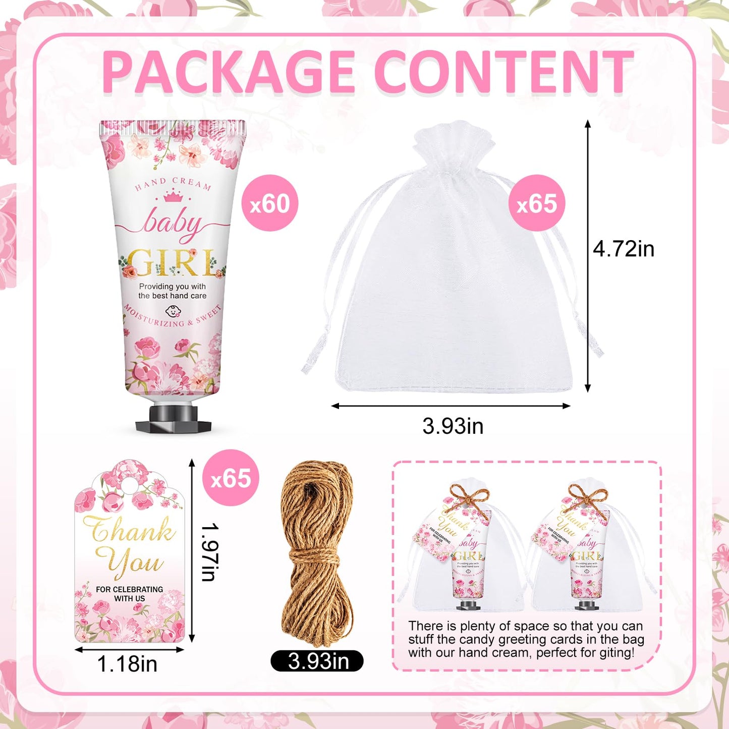 VISCOO travel size cherry blossom hand lotion tubes with organza gift bags