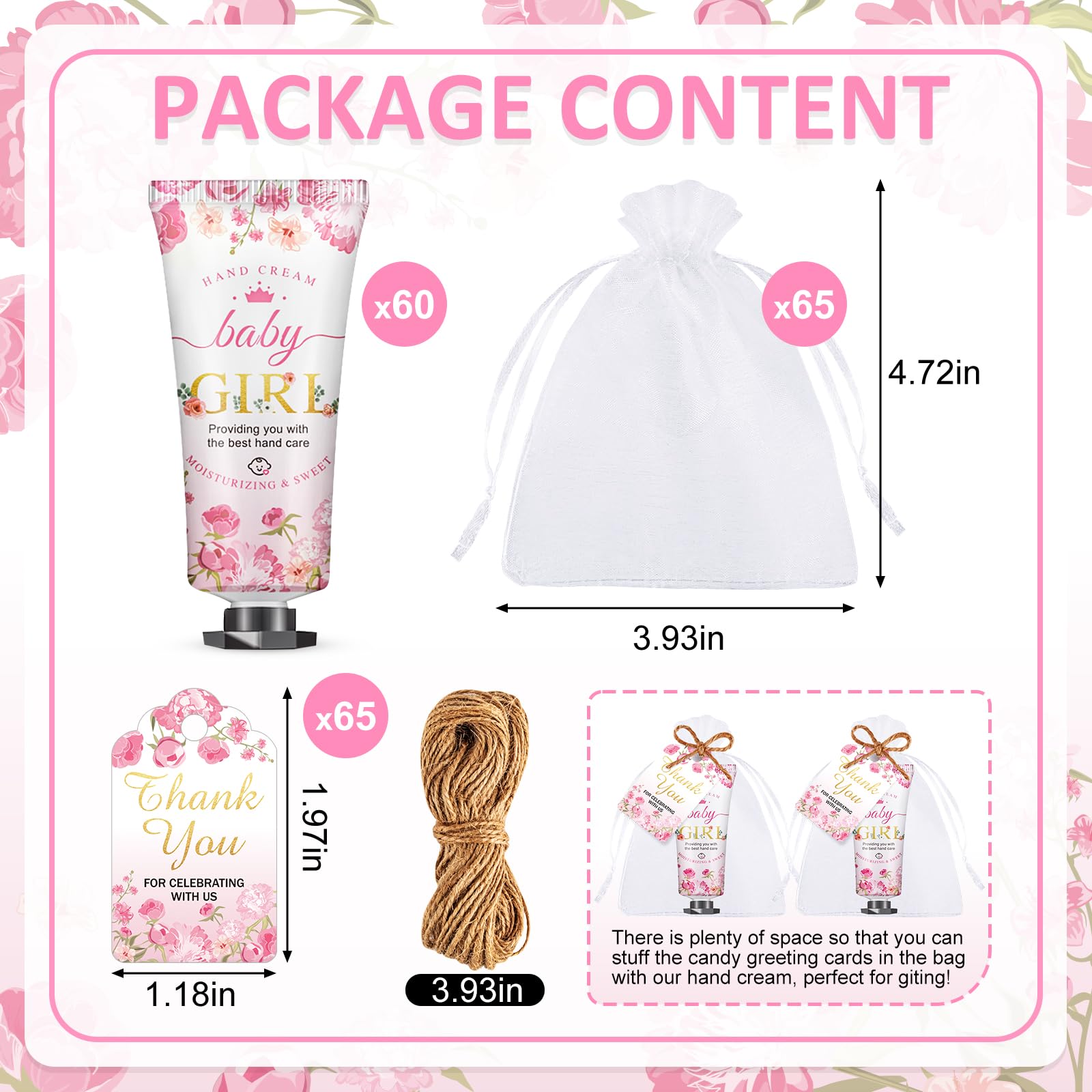 VISCOO travel size cherry blossom hand lotion tubes with organza gift bags