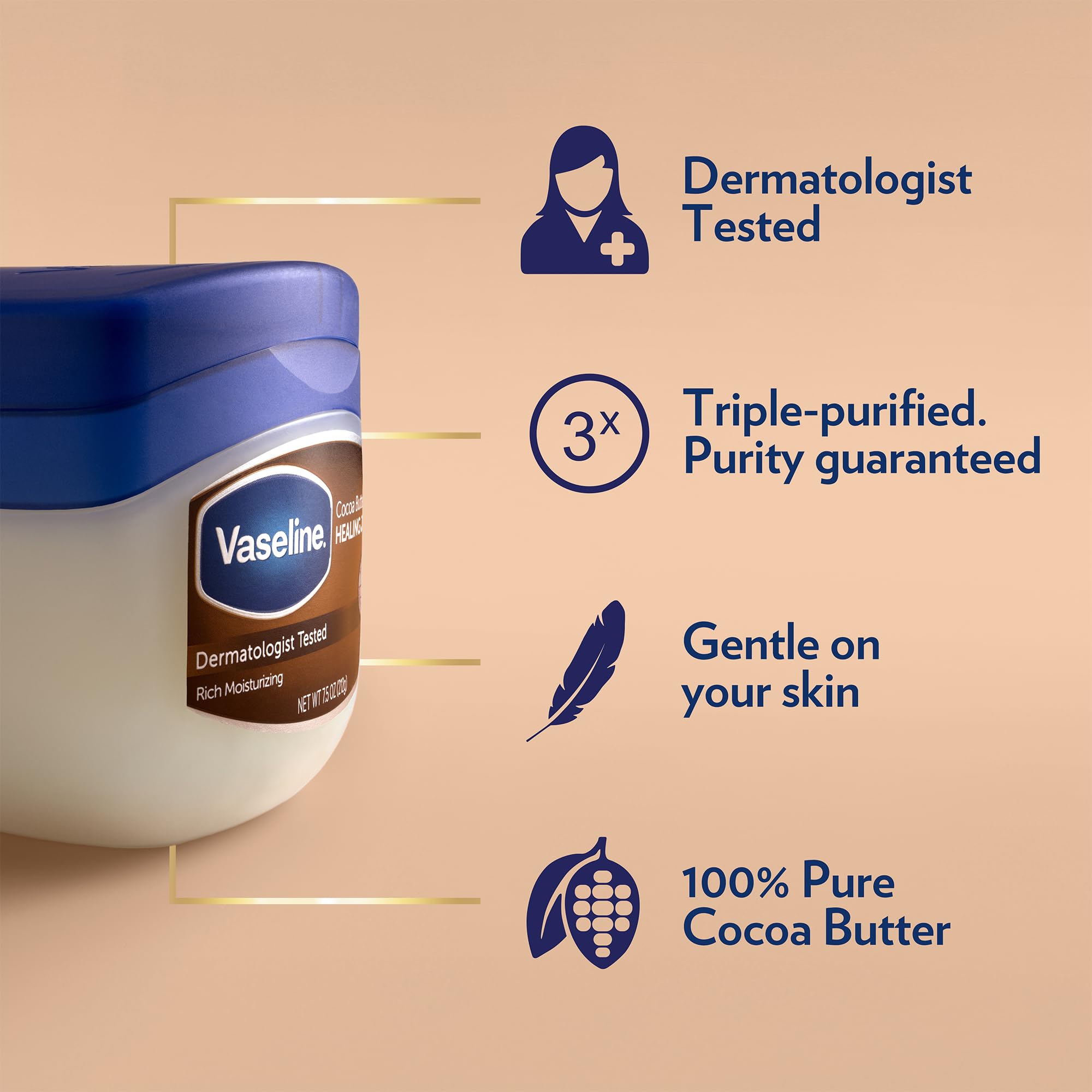 Imported Vaseline Blue Seal Rich Conditioning Petroleum Jelly with pure cocoa butter ingredients