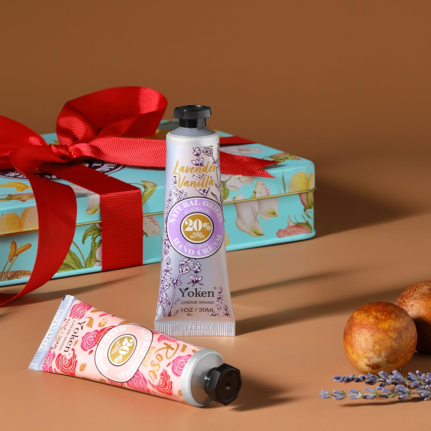 Yoken intensive nourishing hand lotion tubes arranged outside gift box
