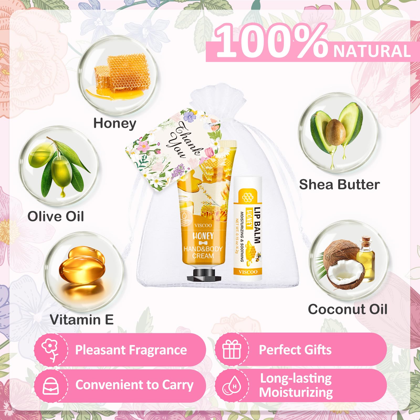 VISCOO travel size plant moisturizing hand lotion tubes layout
