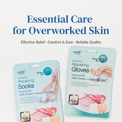 Epielle hand mask gloves on clean dry hands