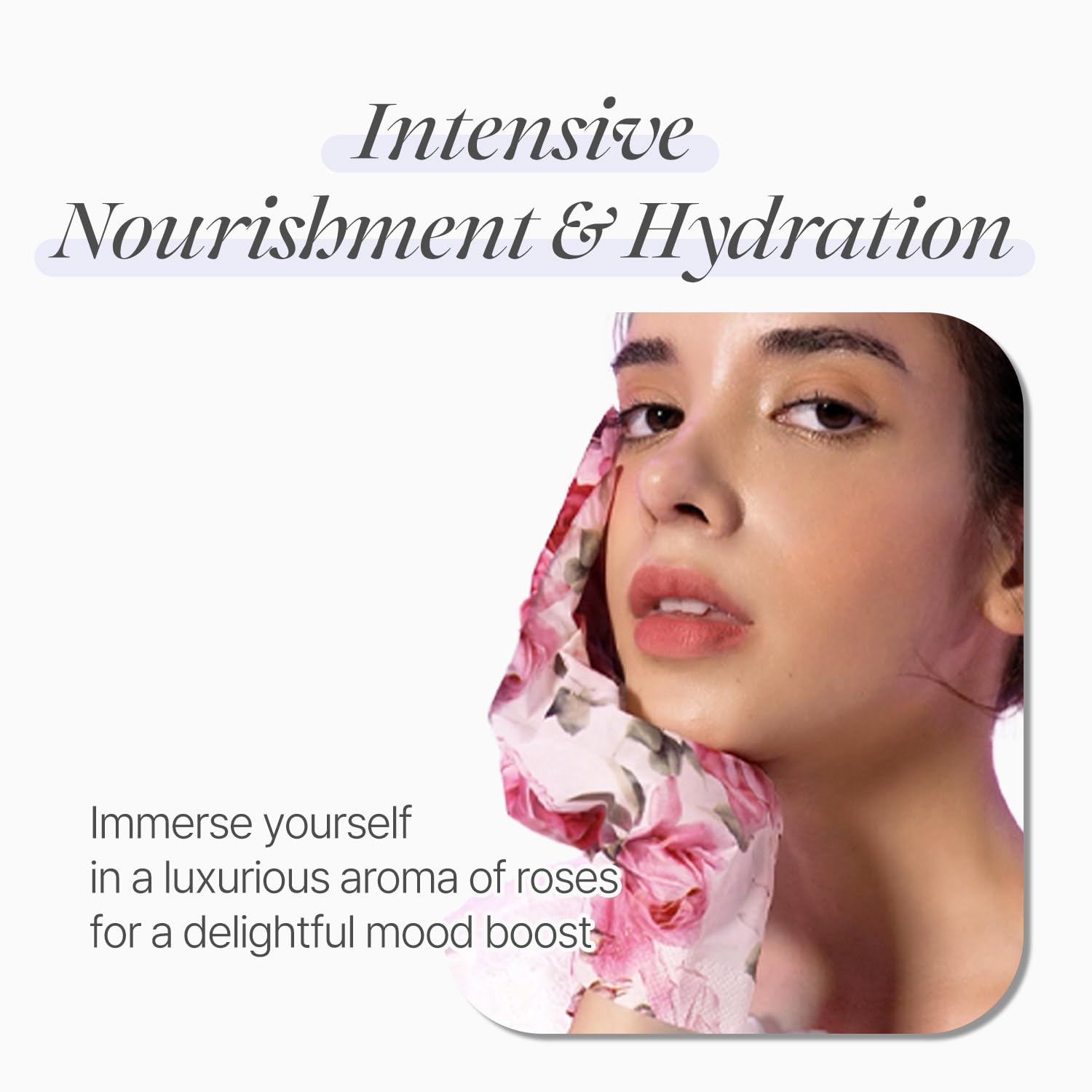 Koelf Rose Petal hand mask gloves being worn