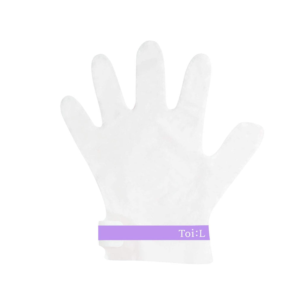 Set of five pairs of Toi:L hand mask packs arranged together