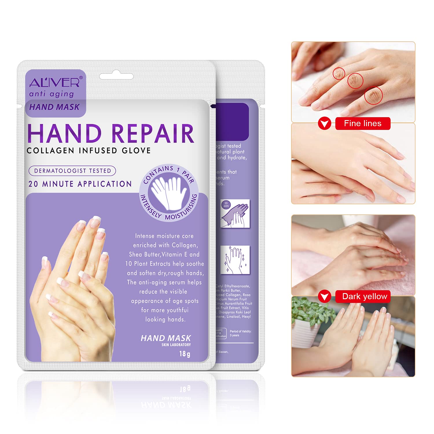 Close up of collagen infused hand mask serum benefits