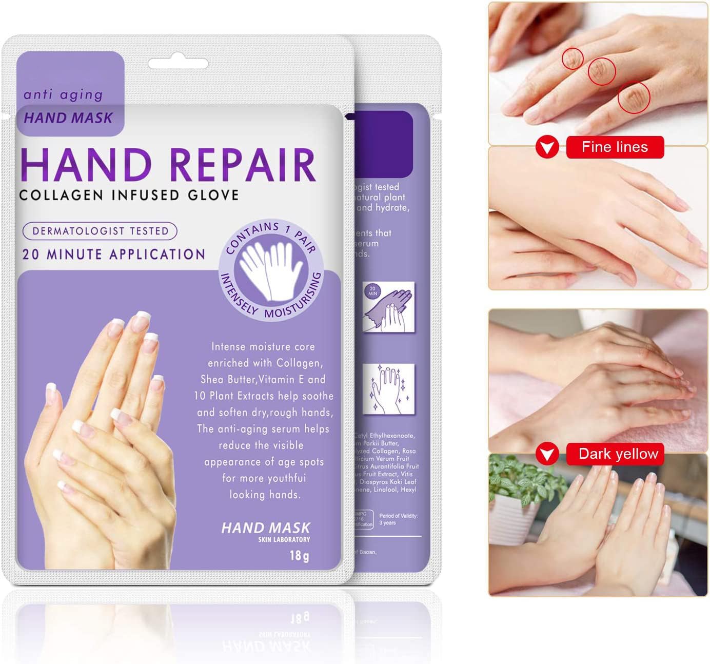 Person wearing ZZLM hydrating lavender hand gloves