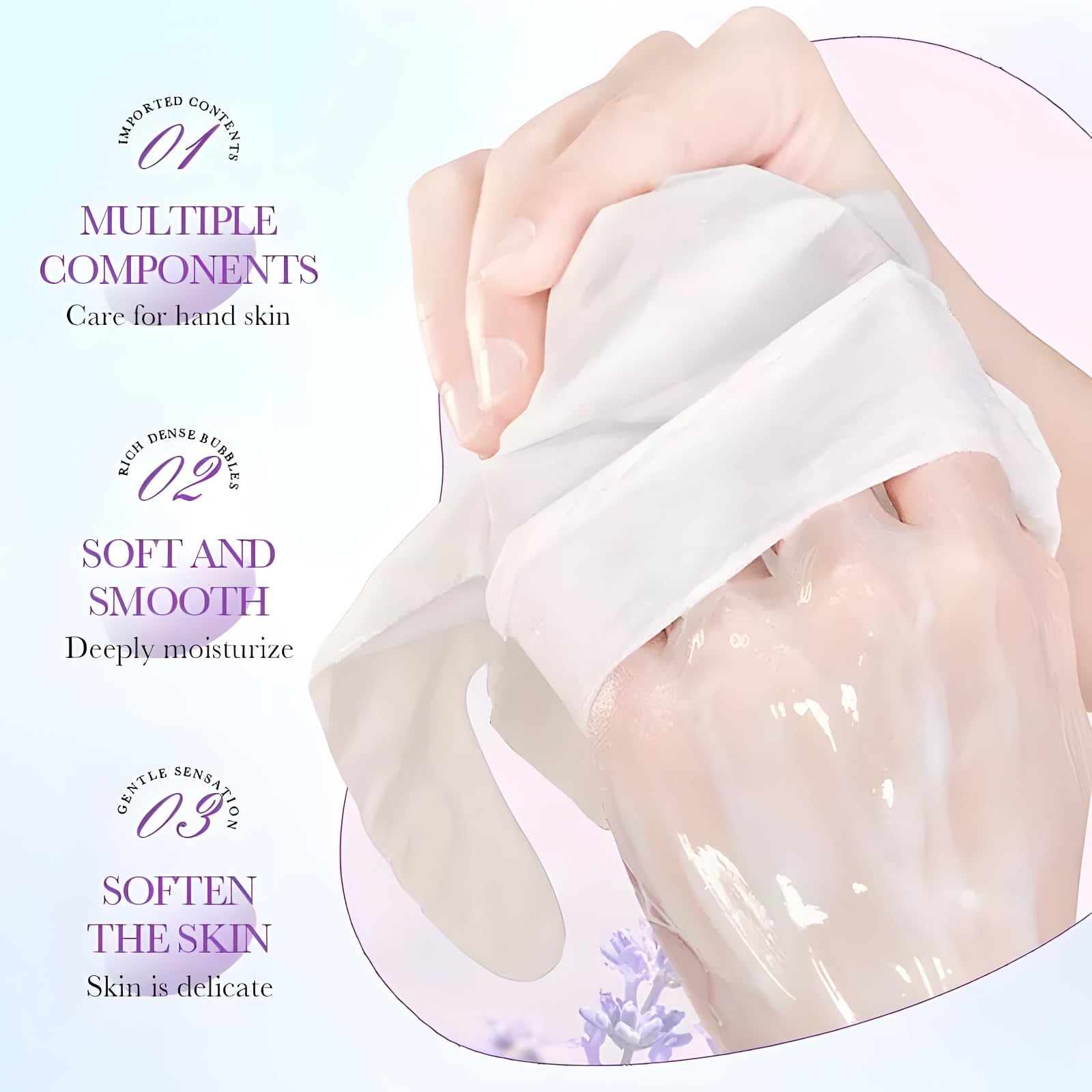 User wearing Chicwe moisturizing spa gloves for hand treatment