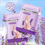 Instructions graphic for using Chicwe lavender spa hand masks