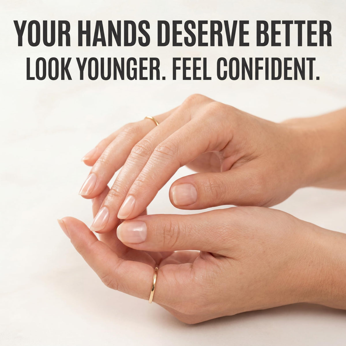 Comparison of dry hands before and after using collagen hand masks
