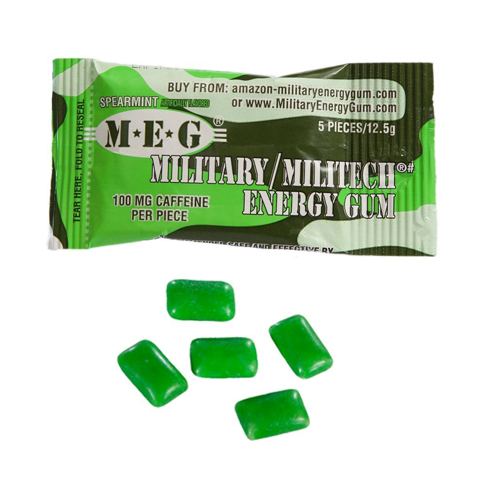 MEG Military Energy Gum individual five piece packs for travel and fitness