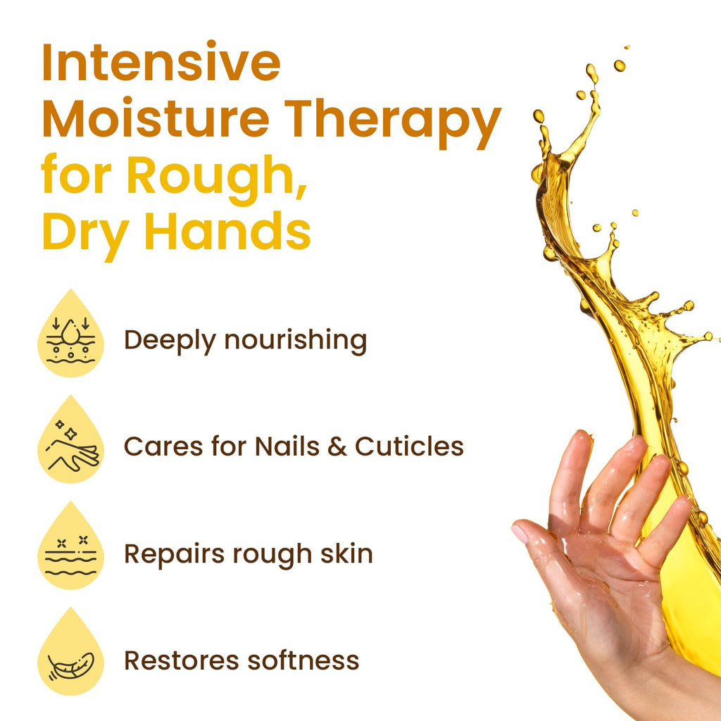Bloomora moisturizing hand gloves showing ingredients like shea butter