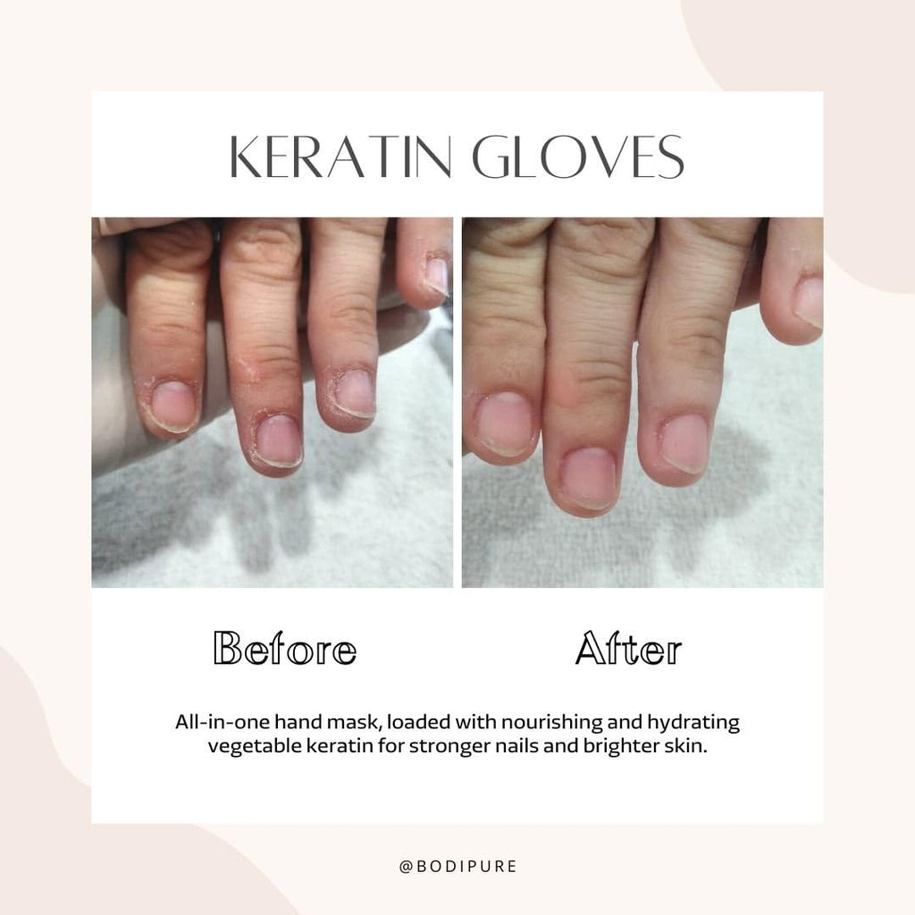 Bodipure keratin gloves showing nail strengthening benefits