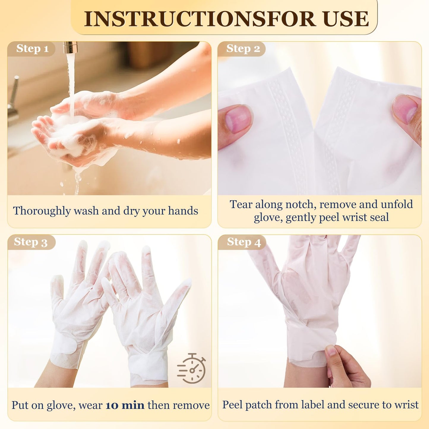 Detailed view of the hand mask glove design and wrist strap