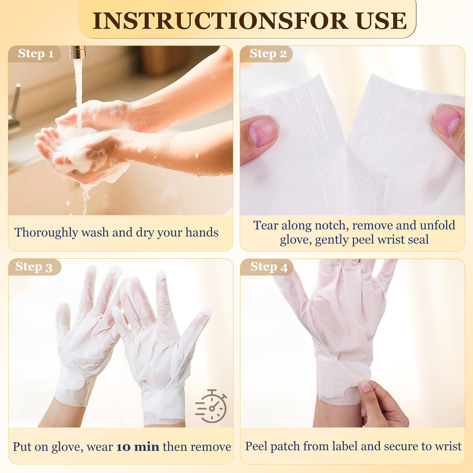 Detailed view of the hand mask glove design and wrist strap