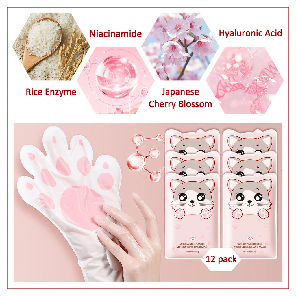 Close-up of PPPanYiDi hand mask pouch details and ingredients