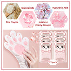 Close-up of PPPanYiDi hand mask pouch details and ingredients