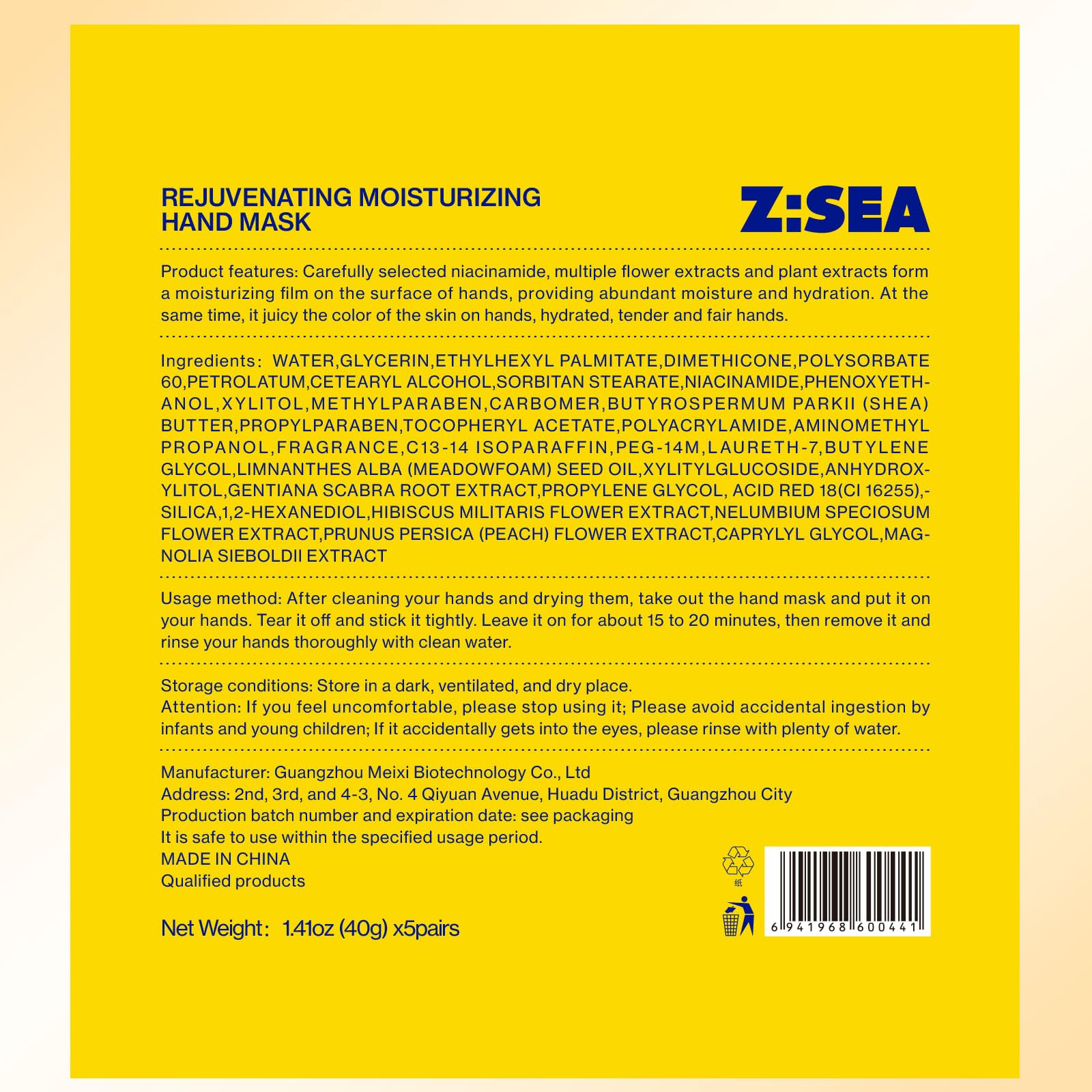 Lifestyle shot of Z:SEA hand masks for dry skin care
