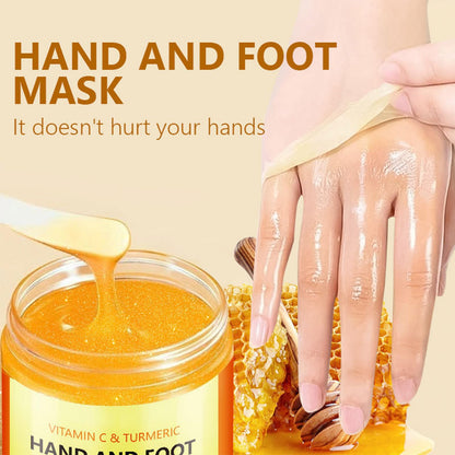 Texture of Gcdat turmeric wax mask on hand