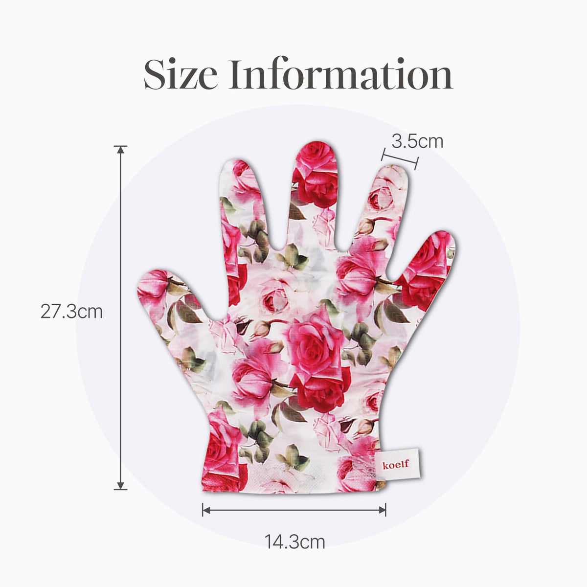 Koelf Rose Petal Satin Hand Mask showing usage instructions