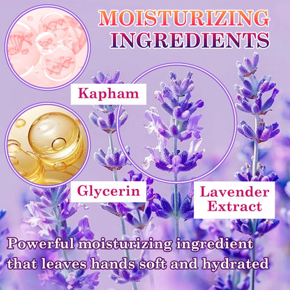 Person using lavender moisturizing gloves for dry hands