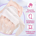 Model wearing hydrating hand care gloves treatment