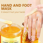 Laikme Vitamin C Hand and Foot Mask jar showing key brightening ingredients.