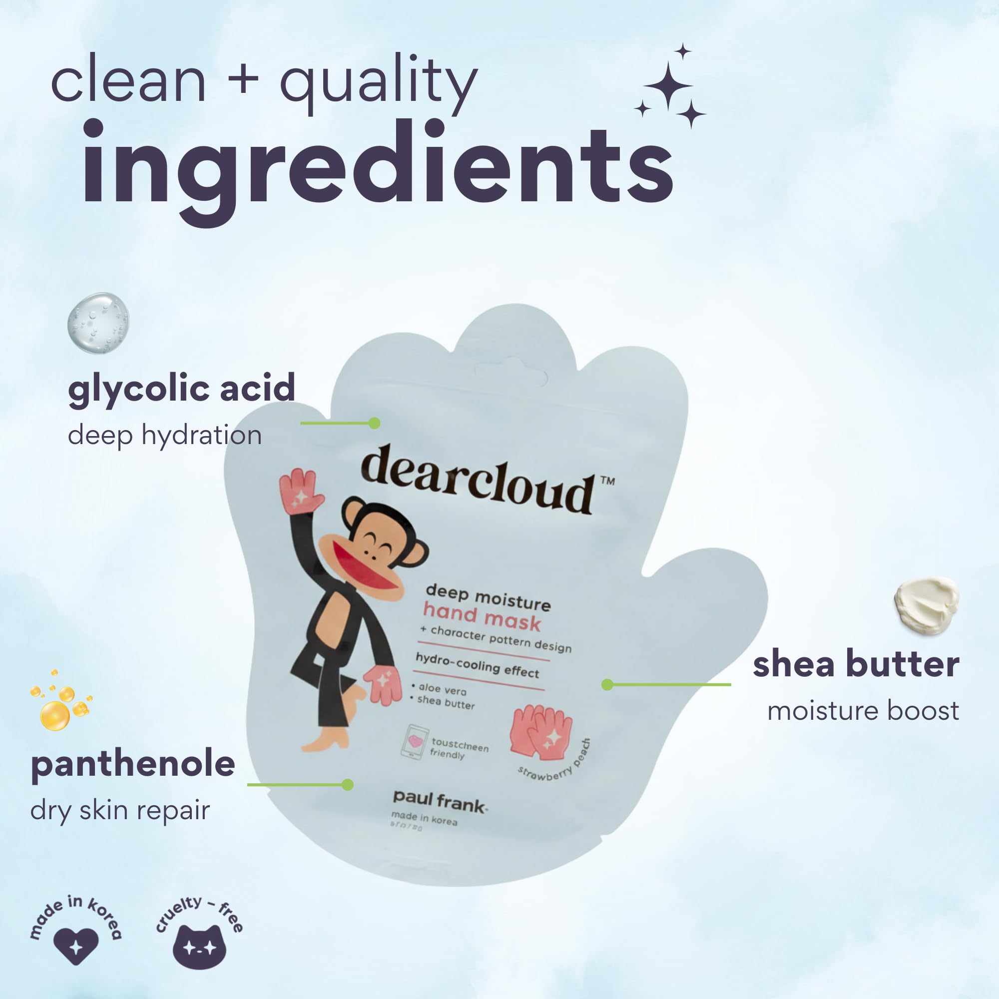 Dearcloud hand mask strawberry peach scent 3 pair pack