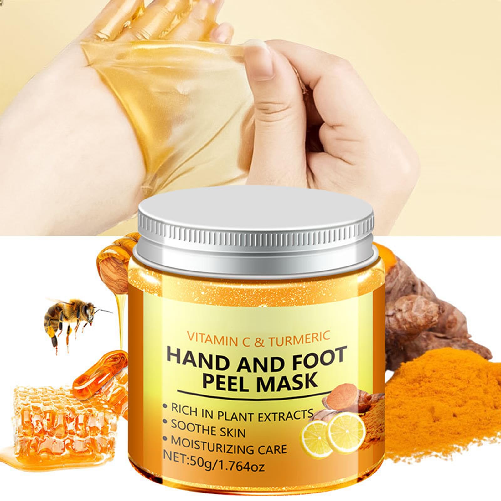 Applying peel-off wax mask to hands and feet