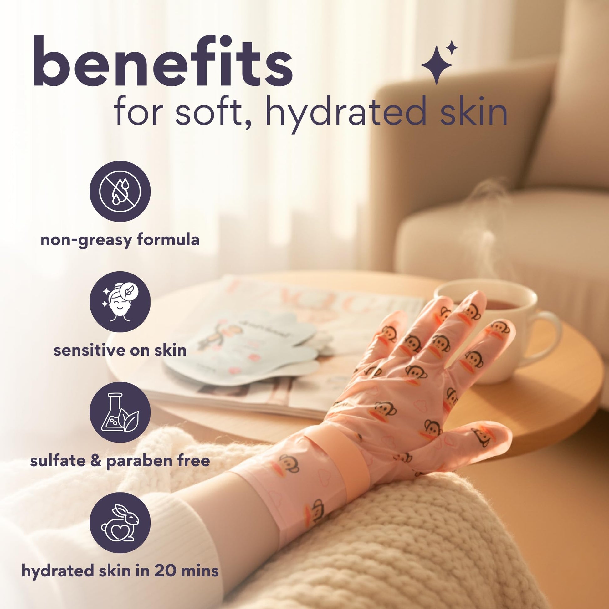 Dearcloud Paul Frank hand treatment gloves for dry skin
