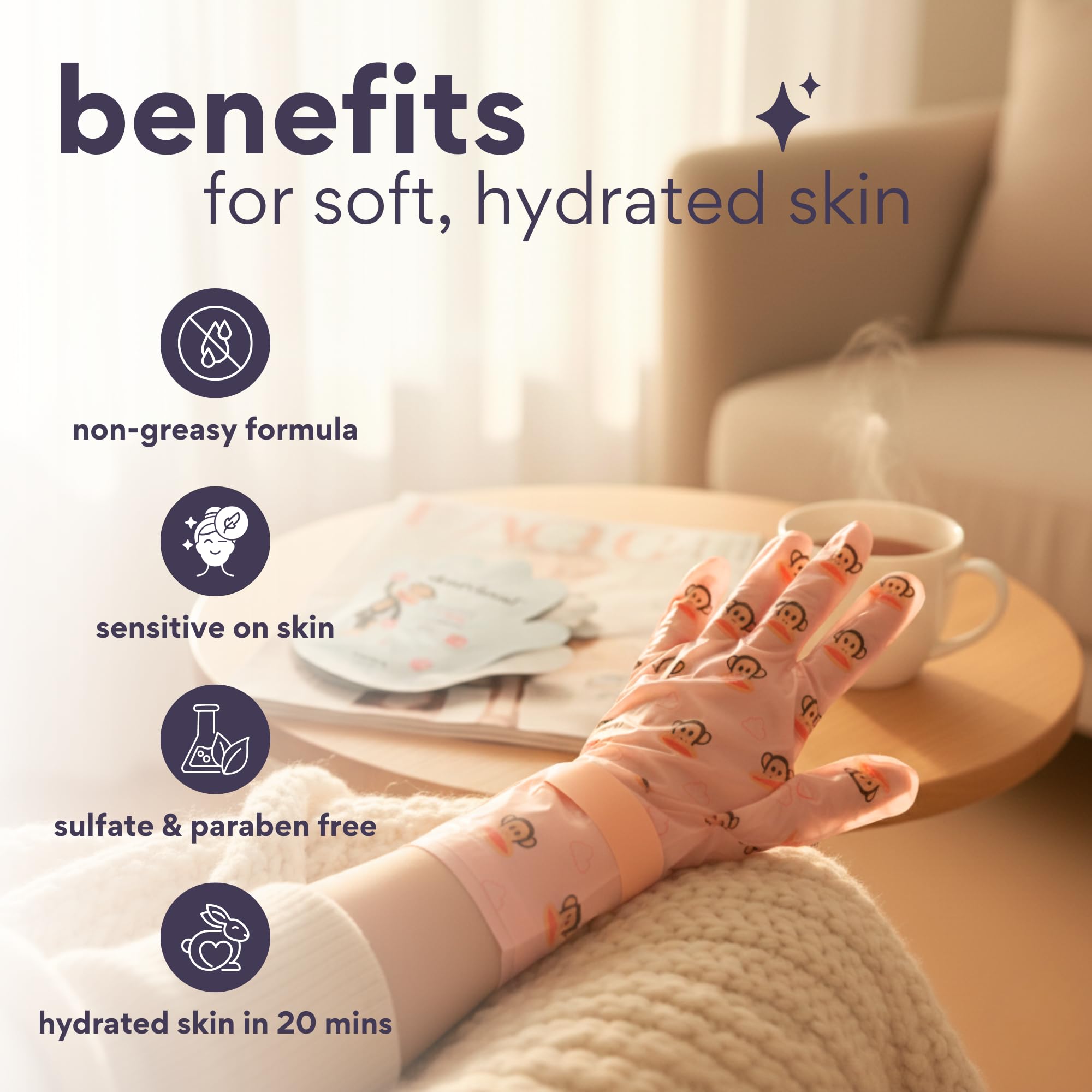 Dearcloud Paul Frank hand treatment gloves for dry skin