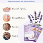 Close up of Epielle hand mask glove material and secure tab