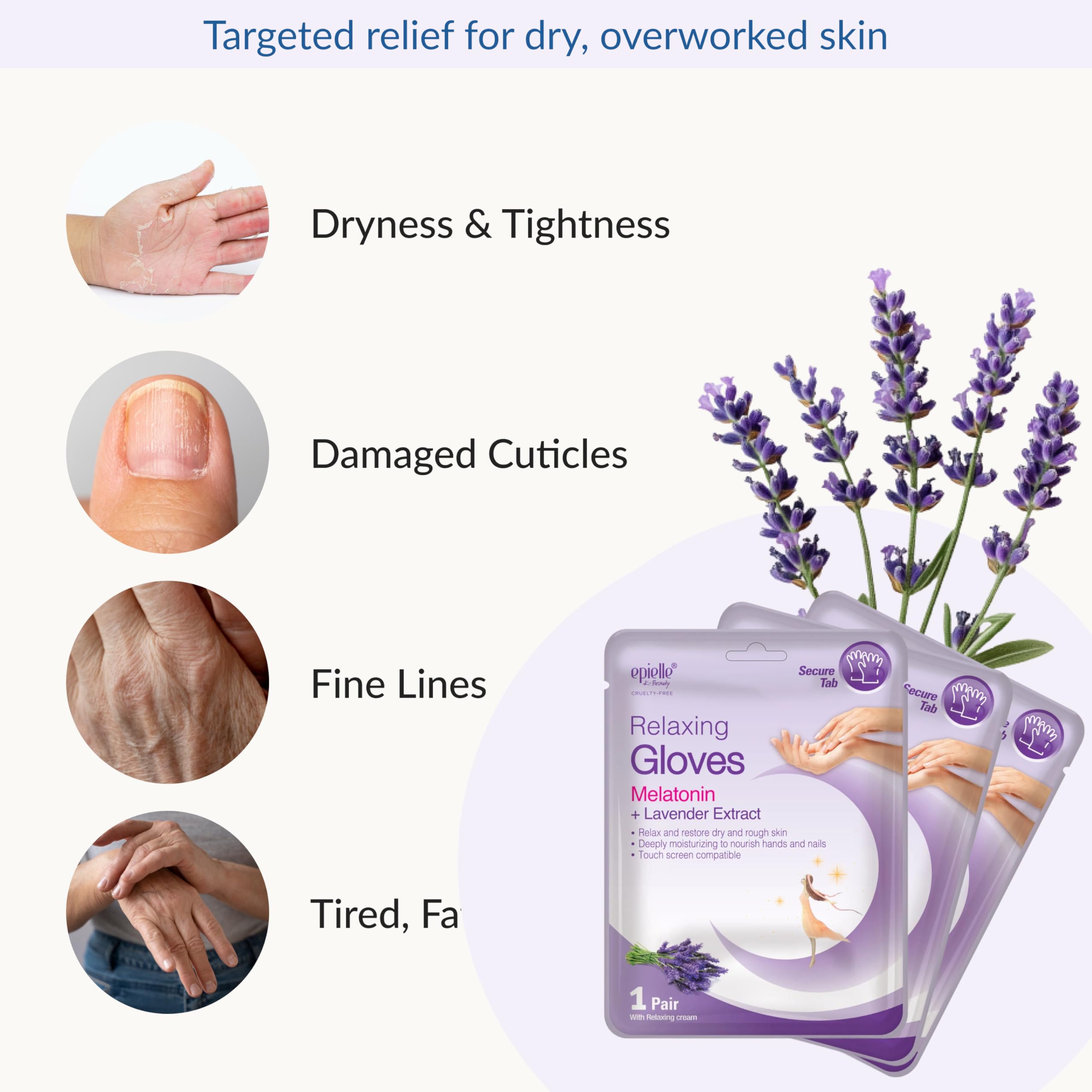 Close up of Epielle relaxing hand mask ingredients list