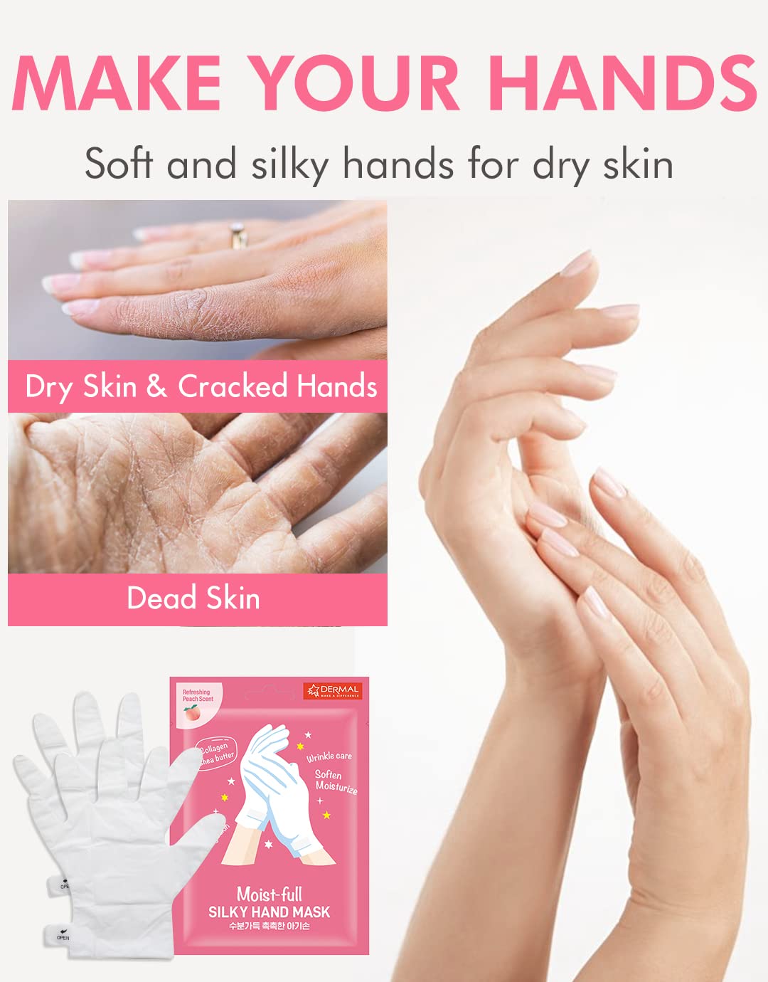 Dermal hydrating hand mask for dry skin care