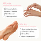 User wearing Epielle moisturizing hand mask with secure tab detail