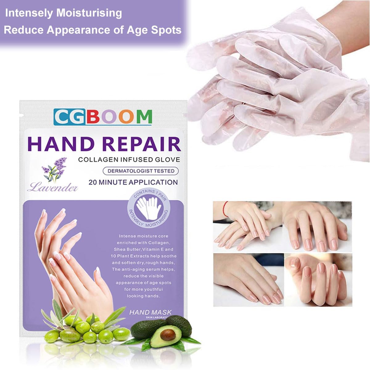 Awiwtobq lavender moisturizing hand repair gloves packaging