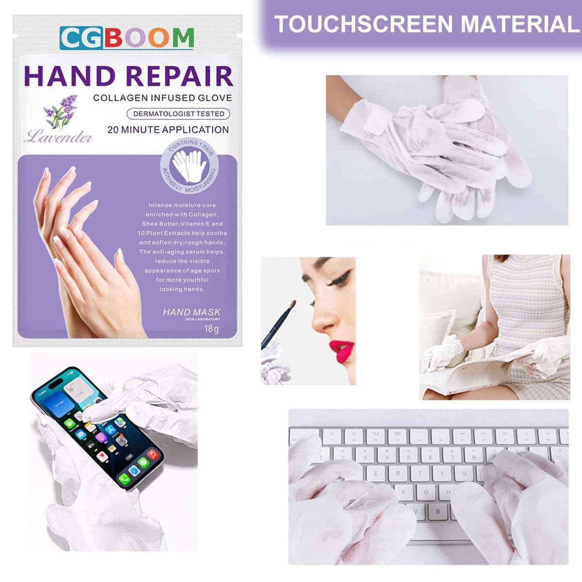 Collagen infused hand mask gloves for dry skin