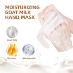Ingredients list on goat milk hand mask packaging